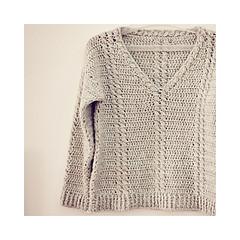 Crochet Cable V-neck Sweater