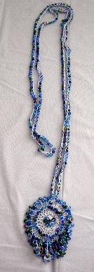 Blue Bead necklace with round motif