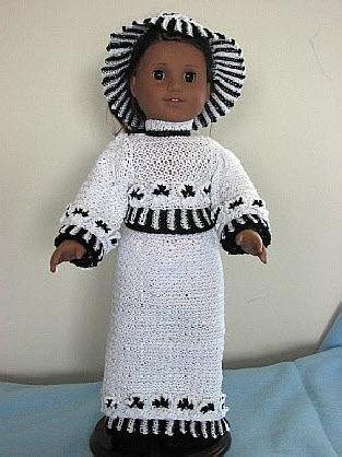 American girl doll black and white gown
