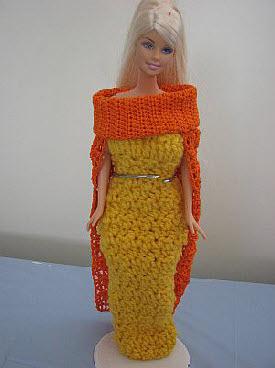 Barbie yarn gown and thread cape
