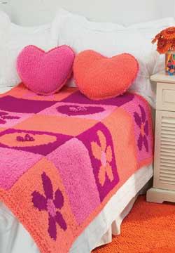 Hearts And Flowers Blanket And Pillow